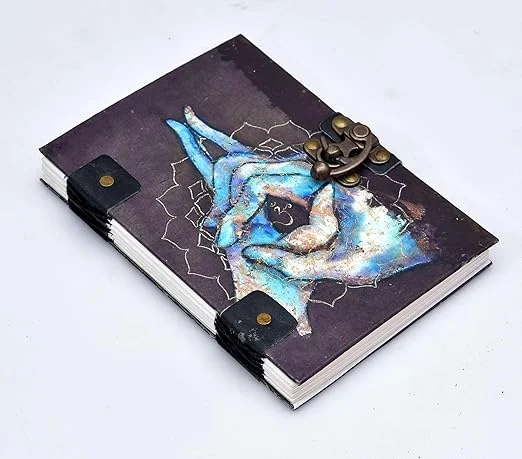Handmade Printed Cardboard Journal | Buckle Lock Diary | Unruled 200 Pages Notepad | Eco-Friendly | For Men and Women image 2