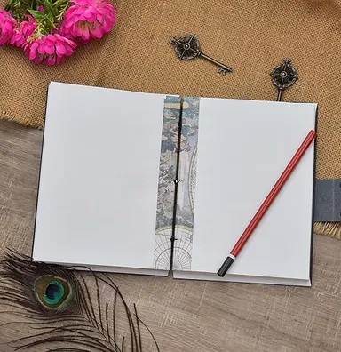 Handmade Printed Cardboard Journal | Diary with Buckle Lock | Unruled 200 Pages Notepad thumbnail 2