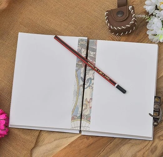 Handmade Printed Cardboard Journal | Buckle Lock Diary | Unruled 200 Pages | Notebook for Men and Women image 3
