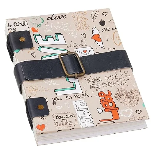 Handmade Printed Cardboard Journal | Diary with Buckle Lock | 200 Pages Notepad image 4