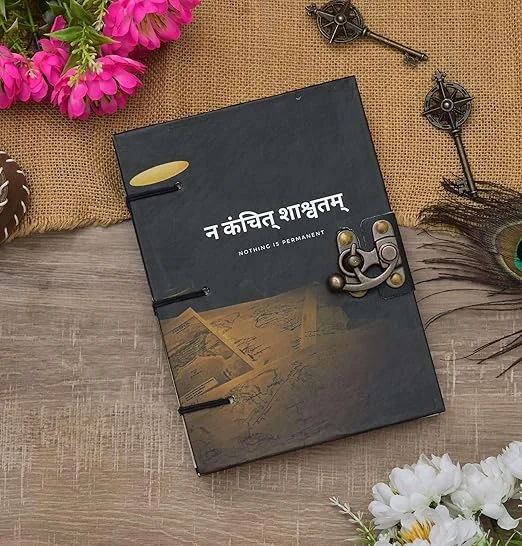 Handmade Printed Cardboard Journal | Unruled 200 Pages Diary with Buckle Lock | Creative Writing & Sketch Notepad for Artists, Students, Gift image 1
