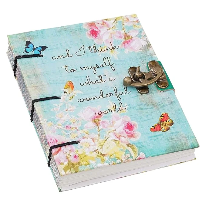 Little Crafts Handmade Cardboard Journal Diary with Buckle Lock | 200 Pages Notepad for Men and Women | Eco-Friendly Printed Notebook image 3