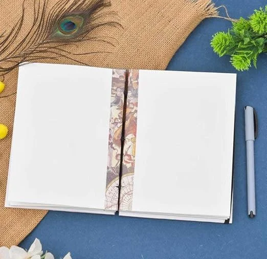 Handmade Printed Cardboard Notebook with String Closure 200 Unruled Pages | Personal Diary | Journal for Men and Women image 3