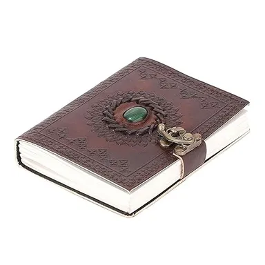 Handmade Leather Diary with Metal Lock | Vintage Style Journal 200 Pages Unruled | Travel Notebook Personal Writing Gift thumbnail 1