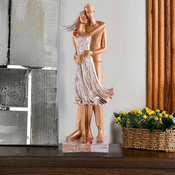 Romantic Love Showpiece for Valentine's Day | White Golden Couple Gift Statue | True Love Figurine for Home Decor |Gift for Girls & Boys image 1