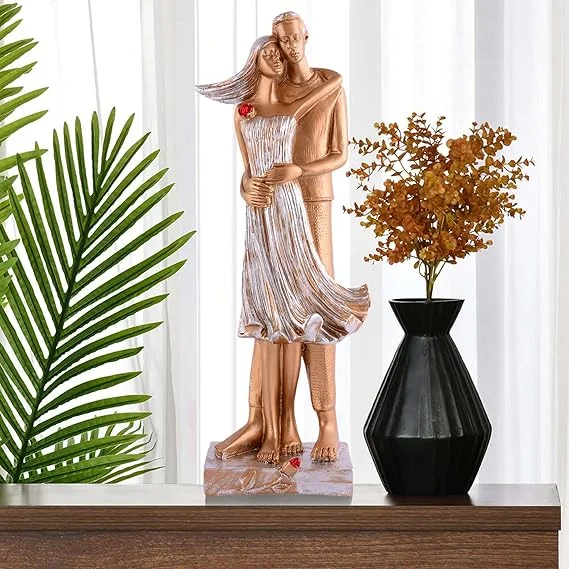 Romantic Love Showpiece for Valentine's Day | White Golden Couple Gift Statue | True Love Figurine for Home Decor |Gift for Girls & Boys image 2