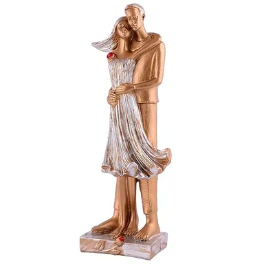 Romantic Love Showpiece for Valentine's Day | White Golden Couple Gift Statue | True Love Figurine for Home Decor |Gift for Girls & Boys thumbnail 2