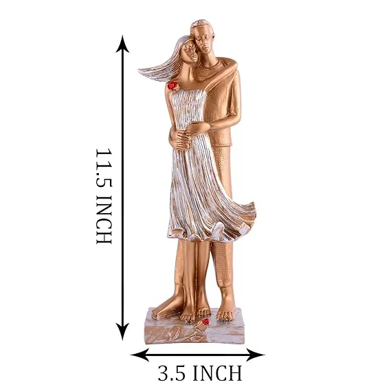 Romantic Love Showpiece for Valentine's Day | White Golden Couple Gift Statue | True Love Figurine for Home Decor |Gift for Girls & Boys image 4
