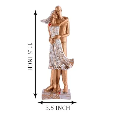 Romantic Love Showpiece for Valentine's Day | White Golden Couple Gift Statue | True Love Figurine for Home Decor |Gift for Girls & Boys thumbnail 3