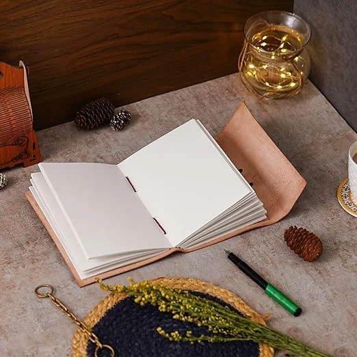 Handmade Leather Journal | Vintage Unruled Diary | 200 Pages | Antique String Closure | Gift Notebook image 2