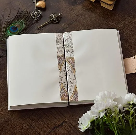 Handmade Cardboard Journal | 200 Page Unruled Buckle Lock Diary for Men & Women | Eco Friendly Gift | Rustic Printed Notebook image 2