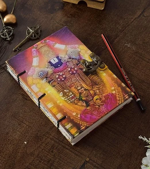 Handmade Cardboard Journal | 200 Page Unruled Buckle Lock Diary for Men & Women | Eco Friendly Gift | Rustic Printed Notebook image 3
