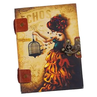 Handmade Printed Journal Diary with Buckle Lock | 200 Pages Vintage Notebook for Men, Women Office Study Gifting | Eco-Friendly thumbnail 2