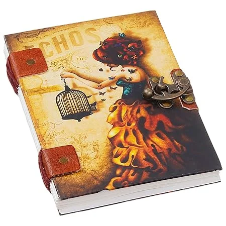 Handmade Printed Journal Diary with Buckle Lock | 200 Pages Vintage Notebook for Men, Women Office Study Gifting | Eco-Friendly image 4