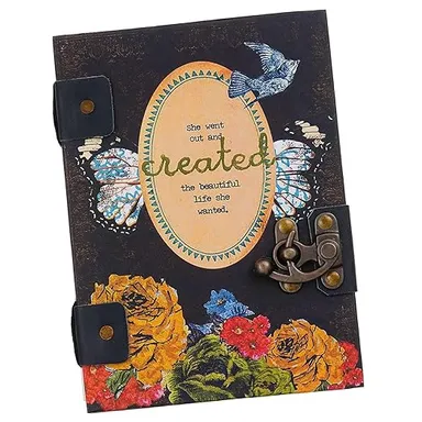 Little Crafts | Handmade Printed Cardboard Journal Diary with Buckle Lock| 200 Pages | For Men and Women |Vintage Design  thumbnail 4