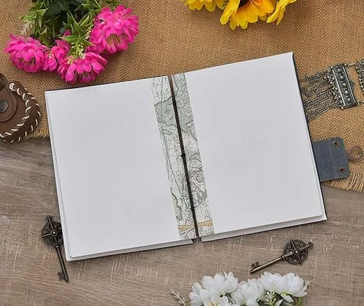 Handmade Printed Cardboard Journal | Buckle Lock | 200-Page A5 Diary for Men and Women image 2