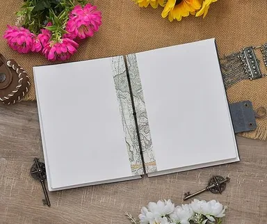 Handmade Printed Cardboard Journal | Buckle Lock | 200-Page A5 Diary for Men and Women thumbnail 1