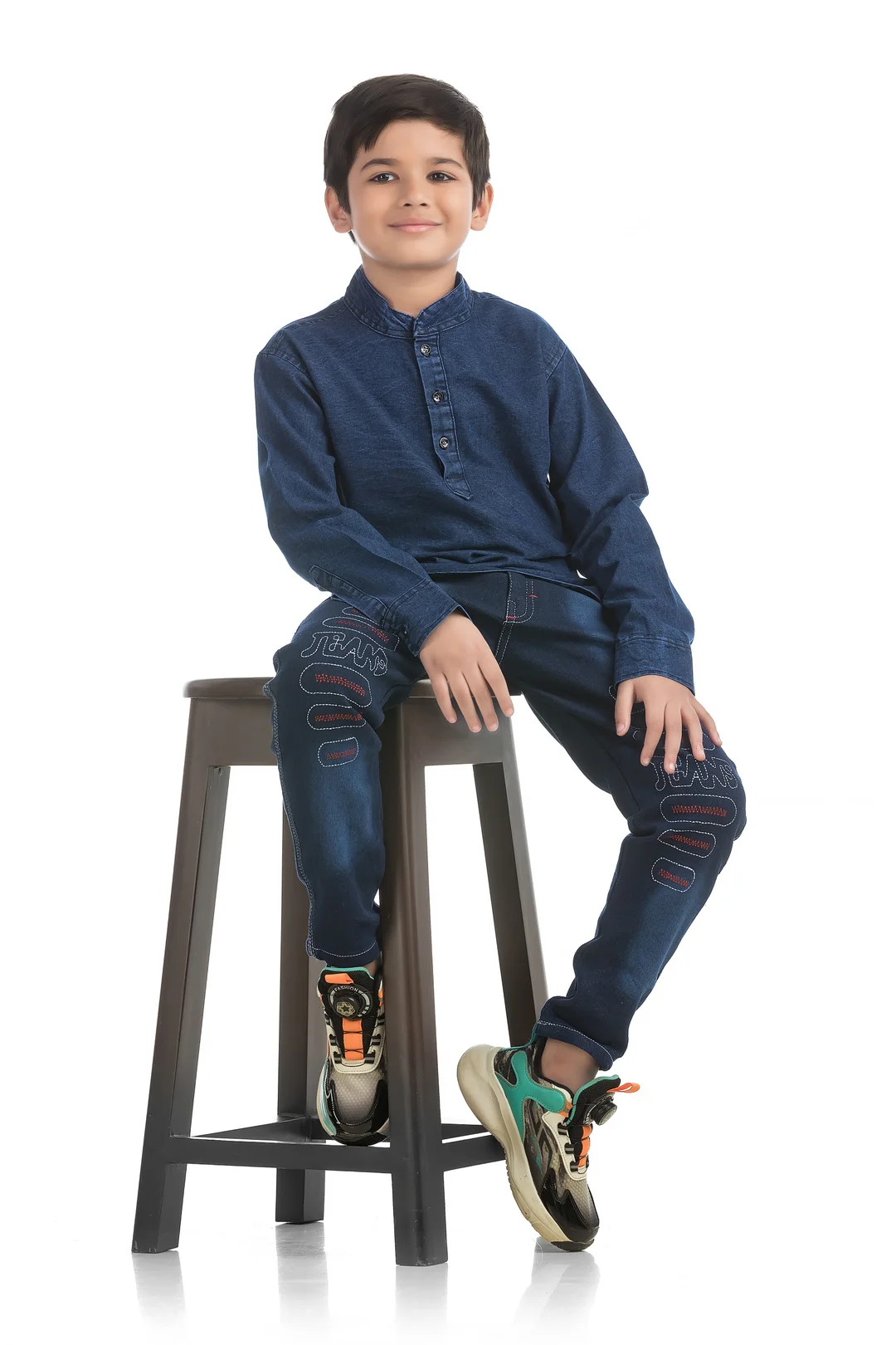 Boys Denim Kurta & Embroidered Jeans Pant Combo Set | Stylish, Comfortable, Festive Wear|5-6 years image 5