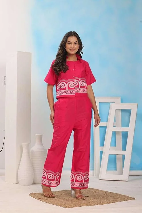Women’s Summer Cotton Crop Top Set | Embroidered Co-Ord | Casual & Festive Wear image 2