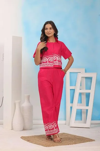 Women’s Summer Cotton Crop Top Set | Embroidered Co-Ord | Casual & Festive Wear thumbnail 2