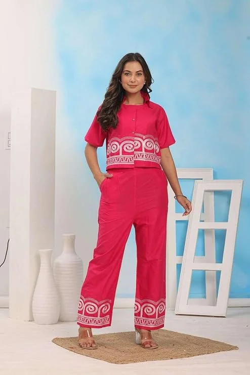 Women’s Summer Cotton Crop Top Set | Embroidered Co-Ord | Casual & Festive Wear image 4
