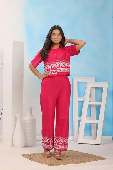 Women’s Cotton Embroidered Crop Top Set | Summer Co-Ord | Stylish Casual Wear thumbnail 4