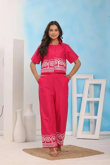 Women’s Cotton Embroidered Crop Top Set | Summer Co-Ord | Stylish Casual Wear thumbnail 5