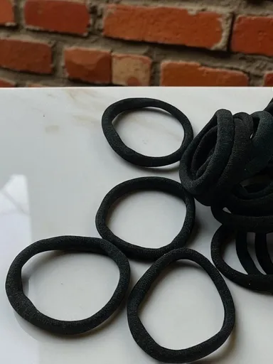 Hair Rubber Bands Pack of 50| ultra‑soft crease‑free elastic| daily styling|Black thumbnail 0