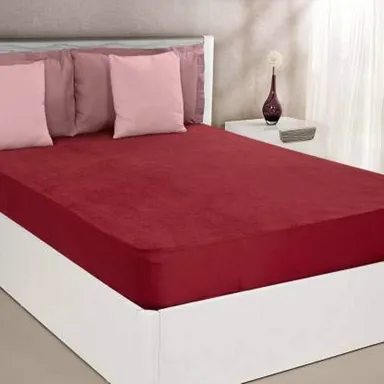 King Size Waterproof Mattress Cover|Breathable Stretchable Fitted Protector|Maroon