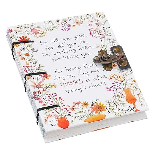 Little Crafts | Handmade Printed Cardboard Journal Diary | Buckle Lock 200-Page Unruled Notebook for Men Women image 4
