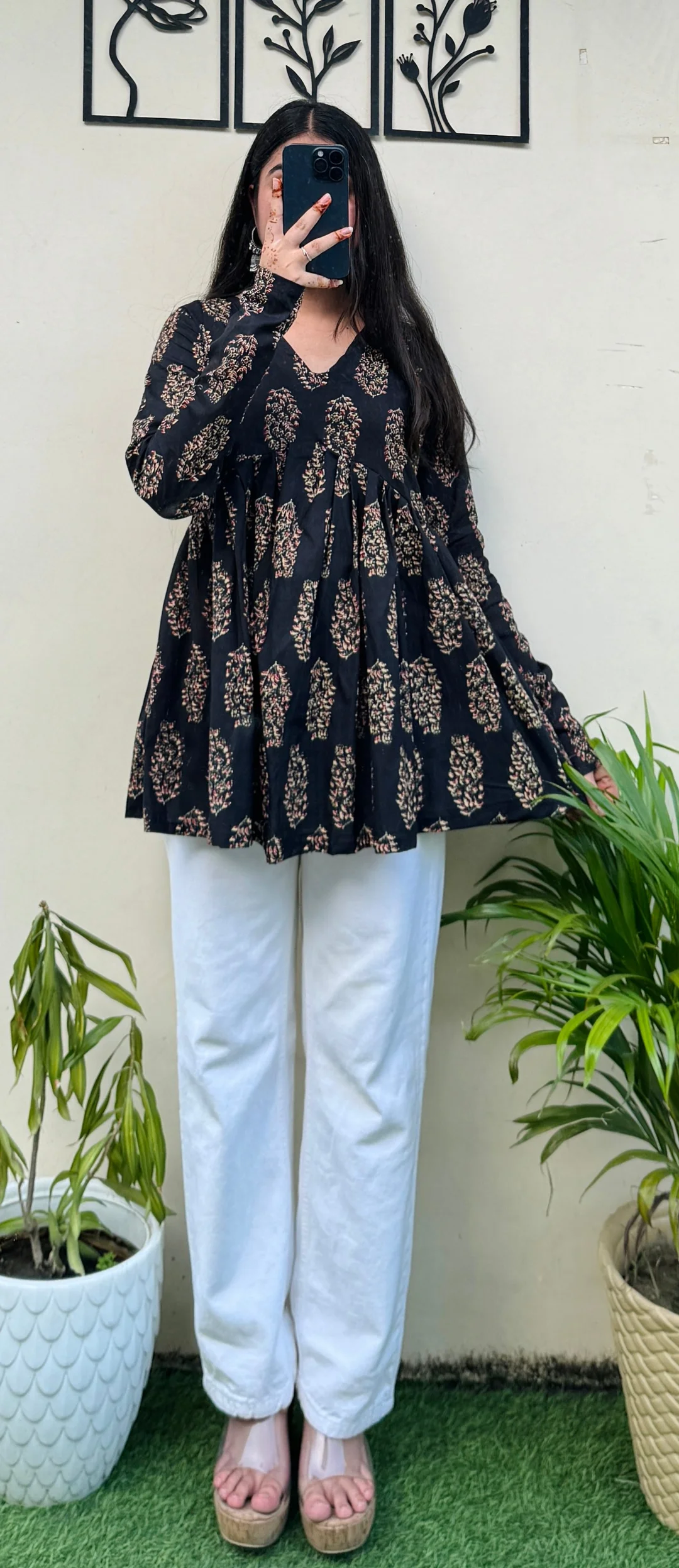Girls printed short kurti combo| Anarkali Aliacut | Pack of 2 | Cotton breathable school wear image 3