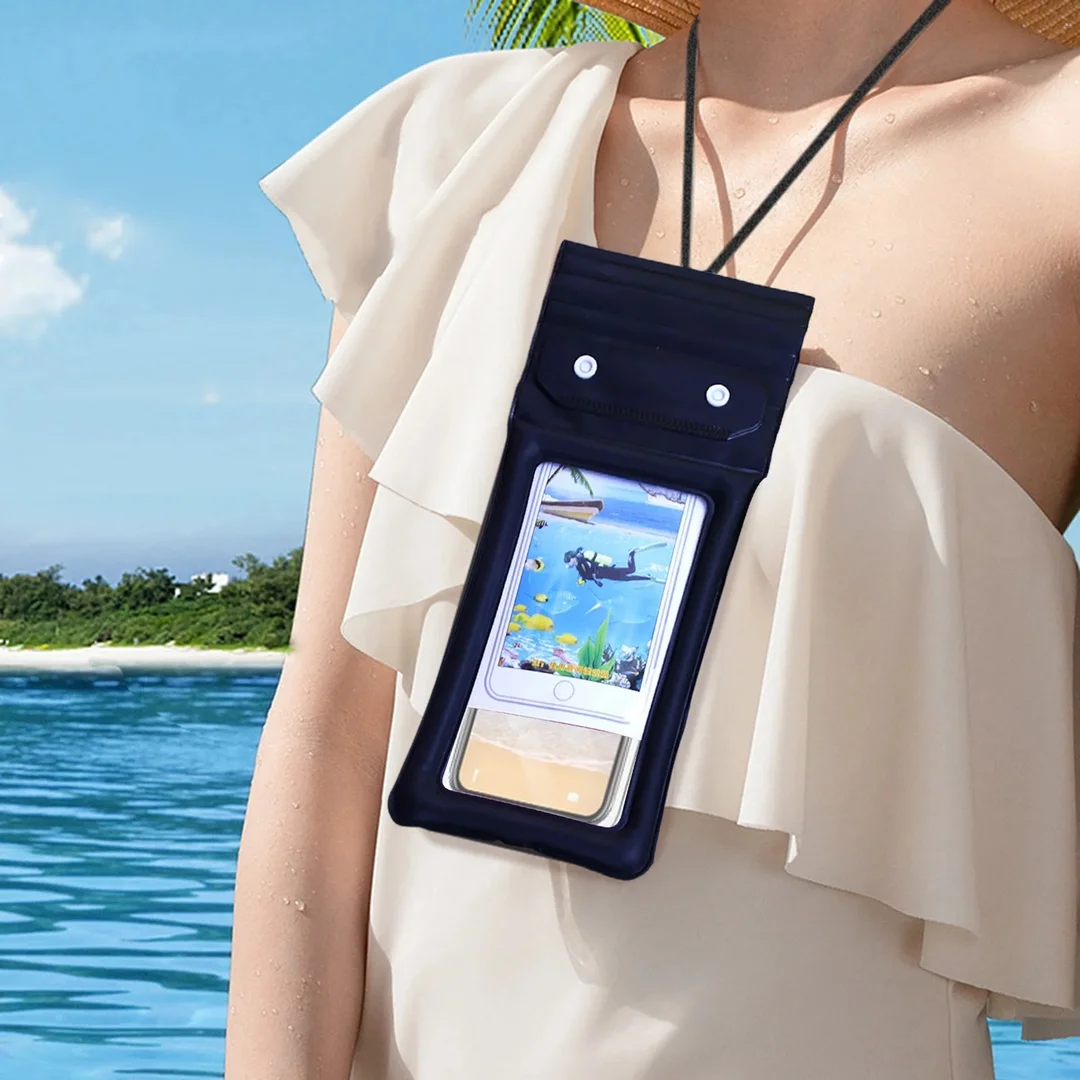 SVAPI | Pack of 1 | Waterproof Mobile Pouch | Universal Underwater Phone Case Dry Bag with Lanyard for Swimming & Diving & Boating & Beach | Touchscreen Friendly for All Smartphones | Model-A1 | Multicolour image 2