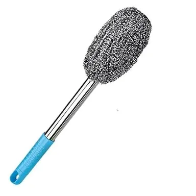 Clean Mate Bottle Cleaning Brush | Long Handle Stainless‑Steel Scrubber for Bottles Vases Glasses | Kitchen & Bathroom Cleaner  Multicolor