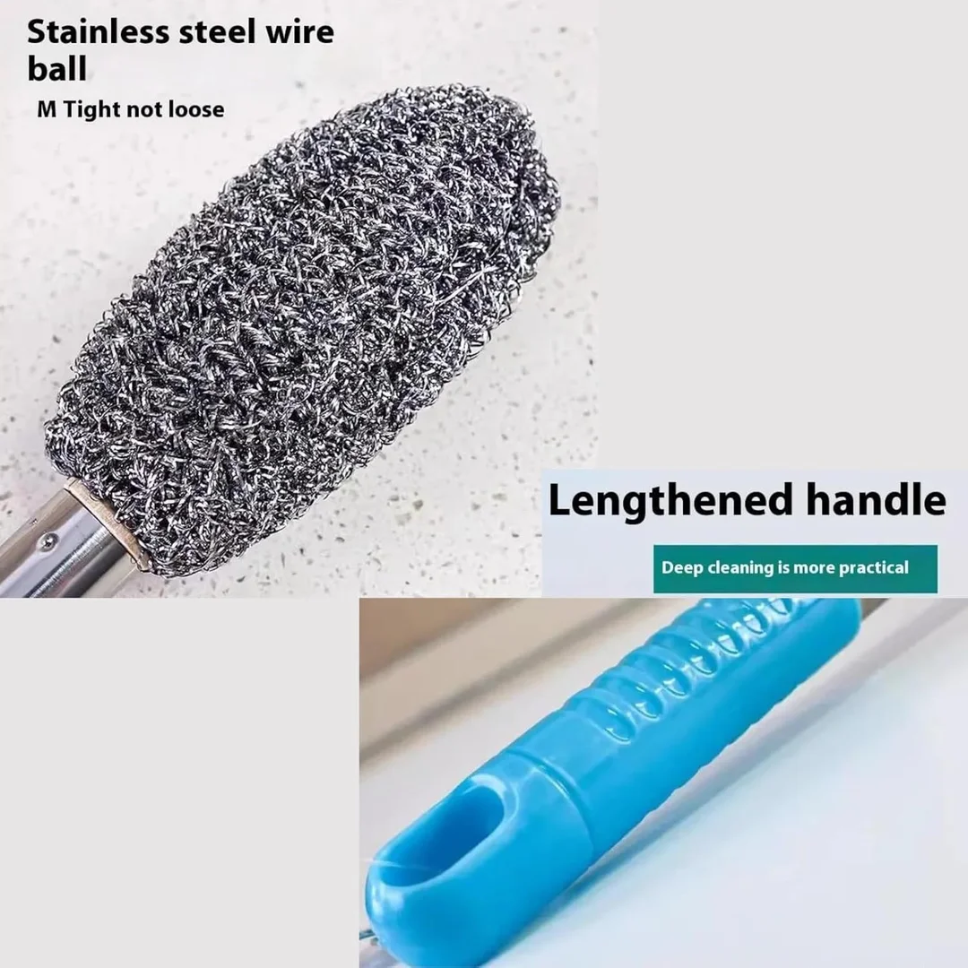 Clean Mate Bottle Cleaning Brush | Long Handle Stainless‑Steel Scrubber for Bottles Vases Glasses | Kitchen & Bathroom Cleaner Multicolor image 5