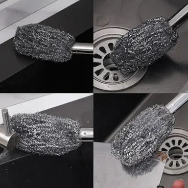 Clean Mate Bottle Cleaning Brush | Long Handle Stainless‑Steel Scrubber for Bottles Vases Glasses | Kitchen & Bathroom Cleaner  Multicolor thumbnail 5