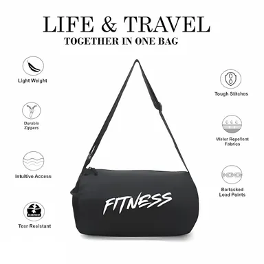 Basic Polyester Duffle Bag | Adjustable Shoulder Gym | Travel Bag Black Unisex thumbnail 4