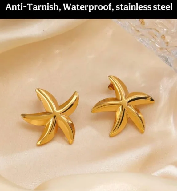 Star Shape Studs| Gold Plated Alloy| Adjustable Size | Elegant Jewelry for Women| Gift Ready image 1