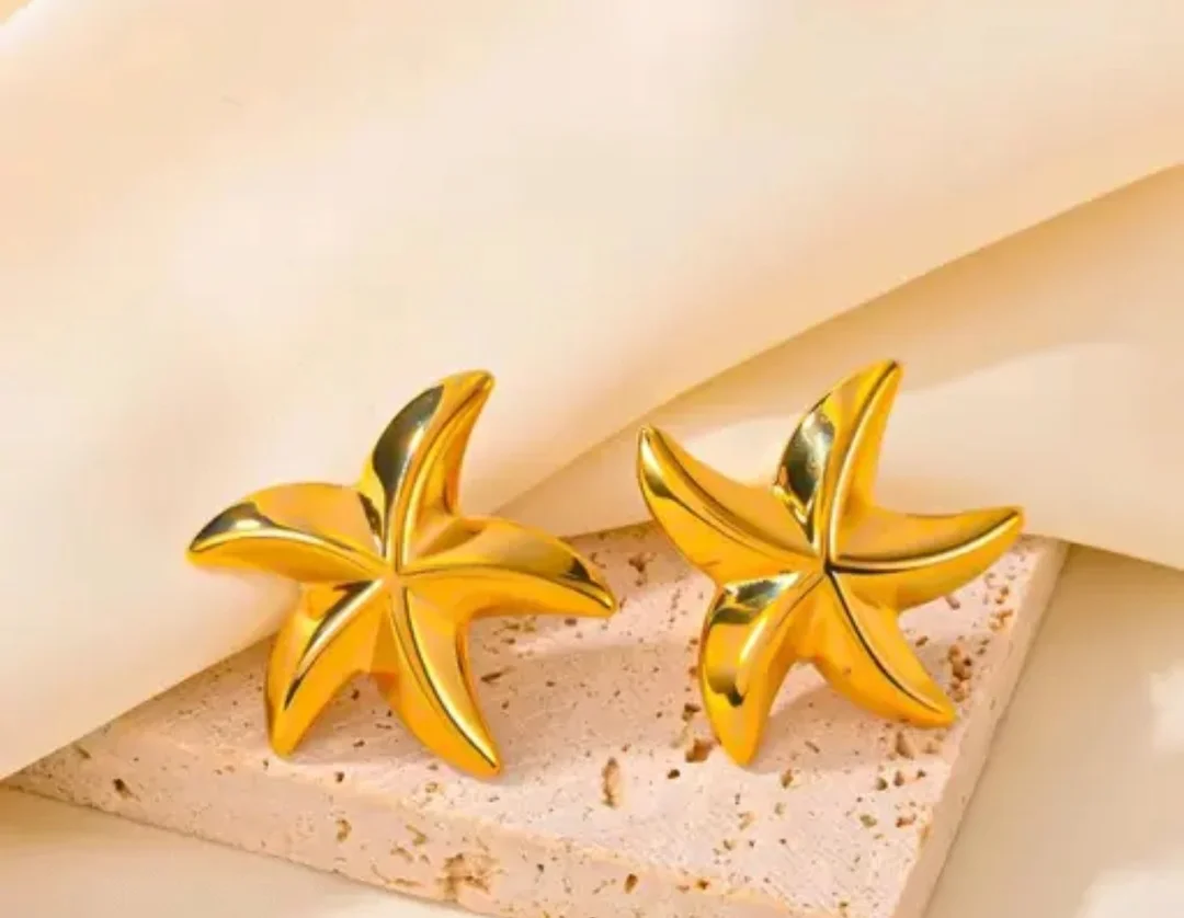 Star Shape Studs| Gold Plated Alloy| Adjustable Size | Elegant Jewelry for Women| Gift Ready image 2