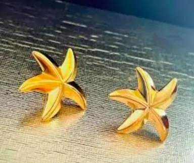 Star Shape Studs| Gold Plated Alloy| Adjustable Size | Elegant Jewelry for Women| Gift Ready thumbnail 2
