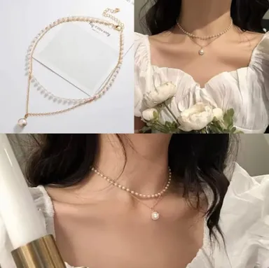 Pearl Elegance | Pearl Necklace with Pendant | Pearl Bracelet Combo for Women | Classic White Pearls thumbnail 3