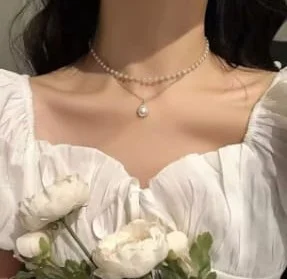 Pearl Elegance | Pearl Necklace with Pendant | Pearl Bracelet Combo for Women | Classic White Pearls image 2