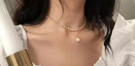 Pearl Elegance | Pearl Necklace with Pendant | Pearl Bracelet Combo for Women | Classic White Pearls image 3