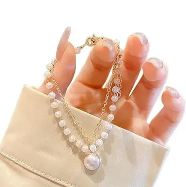 Pearl Elegance | Pearl Necklace with Pendant | Pearl Bracelet Combo for Women | Classic White Pearls thumbnail 4