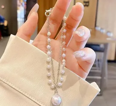 Pearl Elegance | Pearl Necklace with Pendant | Pearl Bracelet Combo for Women | Classic White Pearls thumbnail 5