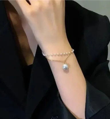Pearl Elegance | Pearl Necklace with Pendant | Pearl Bracelet Combo for Women | Classic White Pearls thumbnail 6