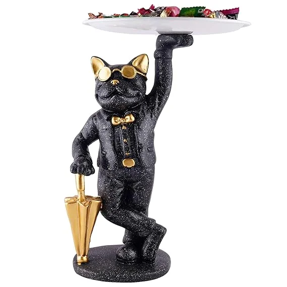 Resin Dog Showpiece with Storage | Cool Black Dog Sculpture for Table Decor Gifts & Office Desk | Decorative Animal Figurine  image 2