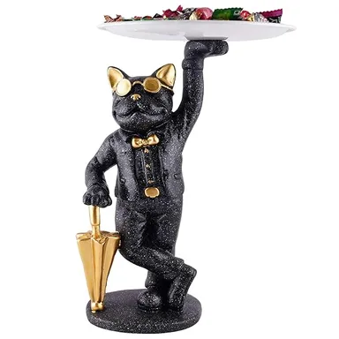Resin Dog Showpiece with Storage | Cool Black Dog Sculpture for Table Decor Gifts & Office Desk | Decorative Animal Figurine  thumbnail 1