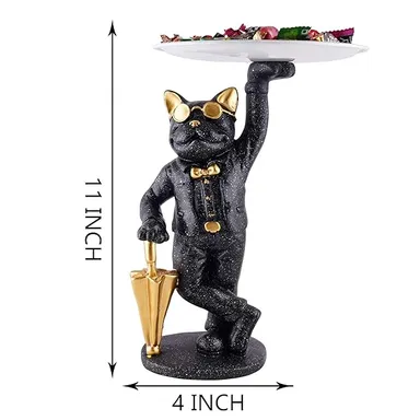 Resin Dog Showpiece with Storage | Cool Black Dog Sculpture for Table Decor Gifts & Office Desk | Decorative Animal Figurine  thumbnail 3