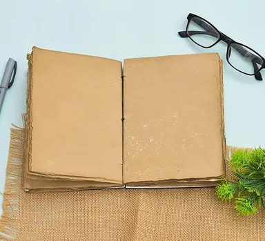 Handmade Printed Cardboard Journal Diary | String Closure | Unruled 200 Pages Notepad | Personal Diary for Men Women | Eco Friendly Gift thumbnail 1