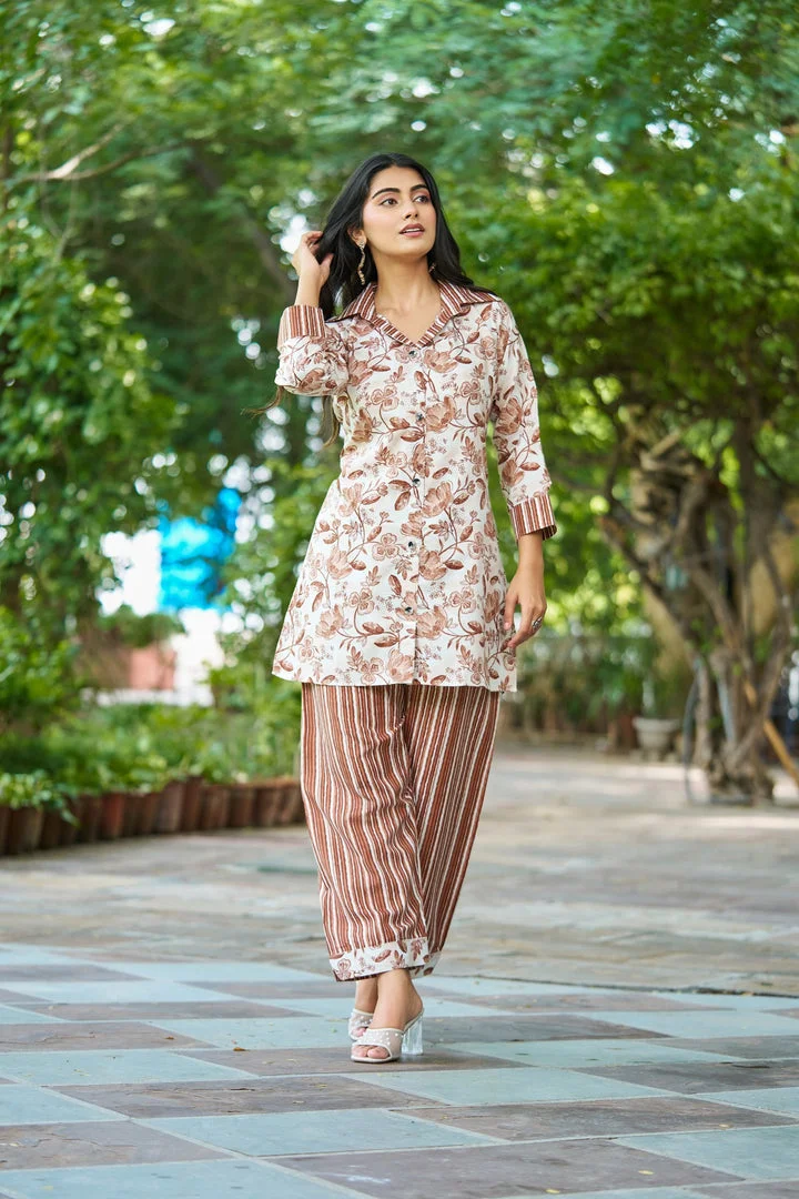 Pastel Floral Co-Ord Set | Breathable Two-Piece Outfit for Women | Summer Casual Wear image 1